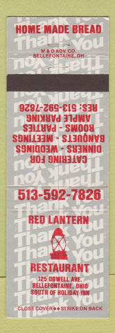 Matchbook Cover - Red Lantern Restaurant Bellefontaine OH