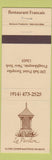 Matchbook Cover - Le Pavillon Poughkeepsie NY French Restaurant
