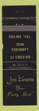 Matchbook Cover - Joe Binette Lawrence MA