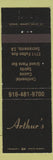 Matchbook Cover - Arthur's Sacramento CA restaurant