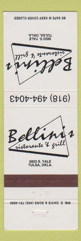 Matchbook Cover - Bellini's Restaurant Grill Tulsa OK