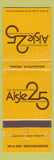 Matchbook Cover - Aisle 25 Restaurant Indianapolis IN WEAR