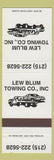Matchbook Cover - Lew Blum Towing Philadelphia PA