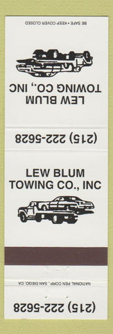 Matchbook Cover - Lew Blum Towing Philadelphia PA