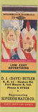 Matchbook Cover - Dave Butler Superior Match Fort Wayne IN