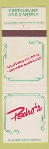 Matchbook Cover - Pedro's Mexican Food Hamilton Oxford IN Richmond IN STAINED