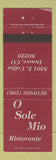 Matchbook Cover - O Sole Mio Ristorante Denver Colorado