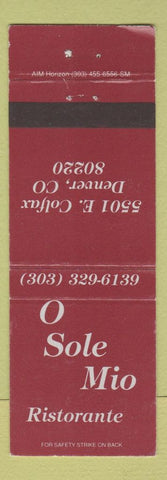 Matchbook Cover - O Sole Mio Ristorante Denver Colorado
