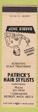 Matchbook Cover - PAtrick's Hair Styling Barber Detroit MI peach