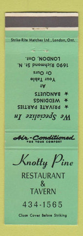 Matchbook Cover - Knotty Pine Restaurant Tavern London ON green