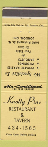 Matchbook Cover - Knotty Pine Restaurant Tavern London ON yellow