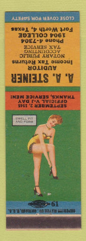 Matchbook Cover - AA Steiner Tax Accounting Fort Worth TX pinup