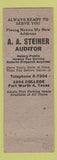 Matchbook Cover - AA Steiner Tax Accounting Fort Worth TX pinup