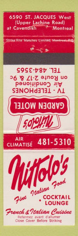 Matchbook Cover - Nittolo's Garden Motel Montreal QC