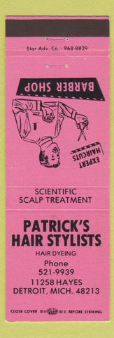Matchbook Cover - Patrick's Hair Styling Barber Detroit MI pink