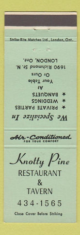 Matchbook Cover - Knotty Pine Restaurant Tavern London ON green