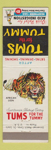 Matchbook Cover - Tums Antacid African Lion