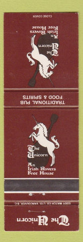Matchbook Cover The Unicorn Irish Rovers Free House Calgary AB Aurora Toronto ON