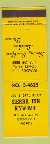 Matchbook Cover - Sierra Inn Restaurant Okeechobee FL