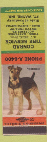 Matchbook Cover - Conrad Tire Service Fort Wayne KY Terrier