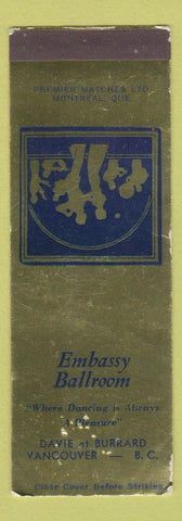 Matchbook Cover - Embassy Ballroom Vancouver BC SAMPLE