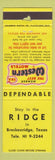 Matchbook Cover - Ridge Motel Breckenridge TX