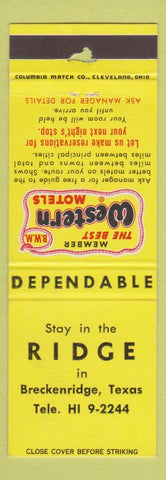 Matchbook Cover - Ridge Motel Breckenridge TX