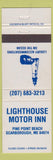 Matchbook Cover - Lighthouse Motor Inn Scarborough ME