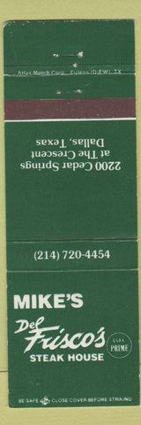 Matchbook Cover - Mike's Del Frisco's Steak House Dallas TX