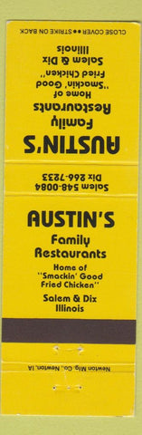 Matchbook Cover - Austin's Family Restaurants Salem Dix IL