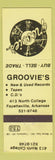 Matchbook Cover - Groovie's Tapes LPs CDS Fayetteville AR