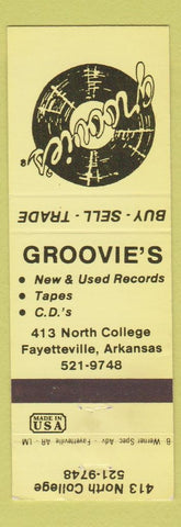 Matchbook Cover - Groovie's Tapes LPs CDS Fayetteville AR