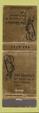 Matchbook Cover - Del Vecchio's San Francisco CA