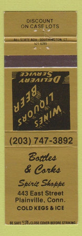 Matchbook Cover - Bottles and Corks Liquor Plainville CT