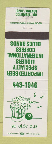 Matchbook Cover - Ye Olde Pub billiards Columbia MO