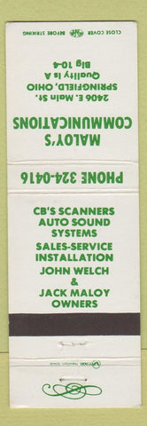 Matchbook Cover - Maloy's Communications CB Radio Springfield OH