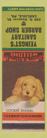 Matchbook Cover - Yeingst's Barber Shop Carlisle PA Cocker Spaniel
