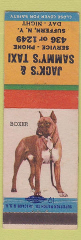 Matchbook Cover - Jack and Sammy's Taxi Suffern NY Boxer