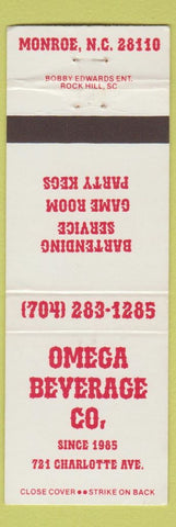 Matchbook Cover - Omega Beverage Monroe NC
