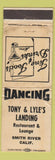 Matchbook Cover - Tony and Lyle's Landing Restaurant Smith River CA POOR