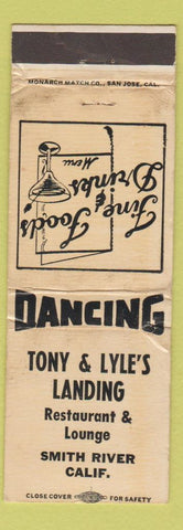 Matchbook Cover - Tony and Lyle's Landing Restaurant Smith River CA POOR