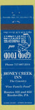 Matchbook Cover - Honey Creek Inn Reedsville PA