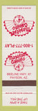 Matchbook Cover - Mazatzal Casino Payson AZ