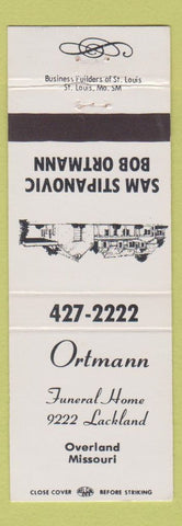 Matchbook Cover - Ortmann Funeral Home Overland MO