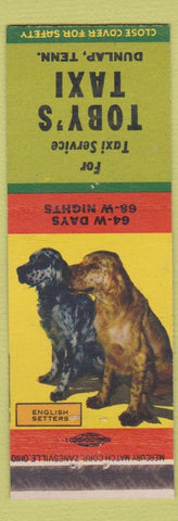Matchbook Cover - Toby's Taxi Dunlap TN English Setter