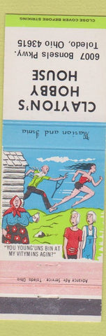 Matchbook Cover - Clayton's Hobby House Toledo OH hillbilly