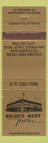 Matchbook Cover - Golden West Hotel San Diego CA