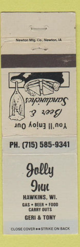 Matchbook Cover - Jolly Inn Hawkins WI
