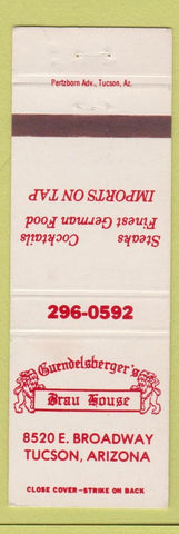 Matchbook Cover - Brau House Tucson AZ
