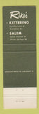 Matchbook Cover - Rike's Dayton OH